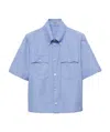 Prada Short-sleeved Button-down Shirt In Sapphire Blue
