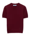 Prada Short Sleeve Cashmere Sweater In Burgundy