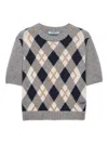 Prada Short-sleeved Cashmere Sweater In Gray
