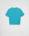 Prada Short Sleeve Cashmere Sweater In Hellblau