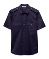 Prada Short-sleeved Buttoned Shirt In Blue