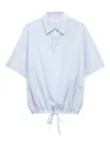 Prada Mens Light Blue Short-sleeve Logo-embroidered Cotton Shirt