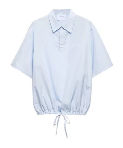 Prada Short-sleeved Cotton Shirt In Blue