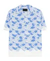 Prada Mens Light Blue Graphic-print Short-sleeve Cotton Shirt Xl In Blue