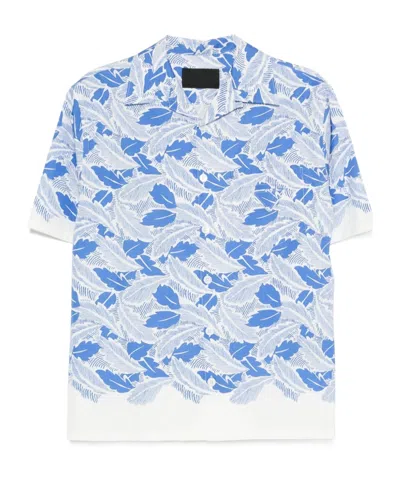 PRADA PRADA LEAF PRINT SHORT SLEEVE SHIRT