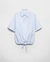 Prada Mens Light Blue Short-sleeve Logo-embroidered Cotton Shirt In Blue