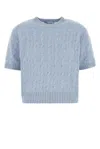 Prada Short-sleeved Crew Neck Sweater In Blue
