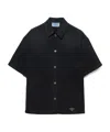 Prada Denim Short Sleeve Shirt In Black