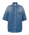 Prada Denim Logo Shirt In Blue