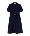 Prada Belted Midi Polo Dress With Half Zip Clothing In Blue