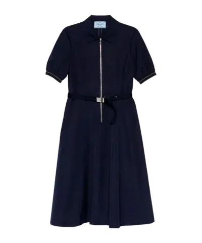 PRADA PRADA ZIP-UP BELTED DRESS