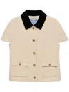 Prada Velvet-collar Jacket In Beige