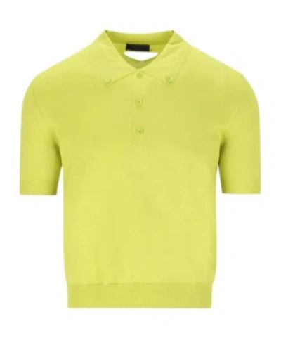 Prada Short-sleeved Wool Polo Shirt In Lime Green