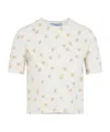 Prada Womens Yellow Floral-intarsia Short-sleeved Wool Jumper In Neutral
