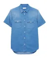 Prada Short-sleeved Light Denim Shirt In Blue