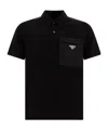 Prada Cotton Bi-material Polo Shirt In Black