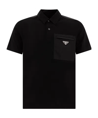 PRADA PRADA LOGO PLAQUE SHORT-SLEEVED POLO SHIRT