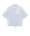 Prada Striped Old Poplin Polo Shirt In Blue