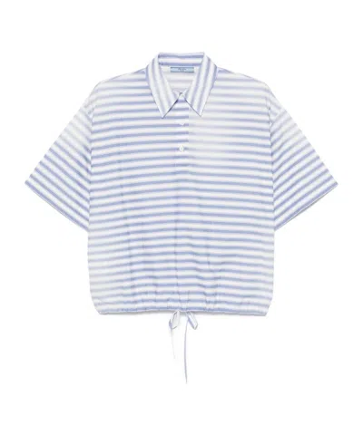 PRADA STRIPED OLD POPLIN POLO SHIRT