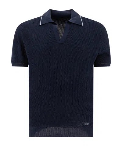 Prada Short-sleeved Polo Shirt In Blue
