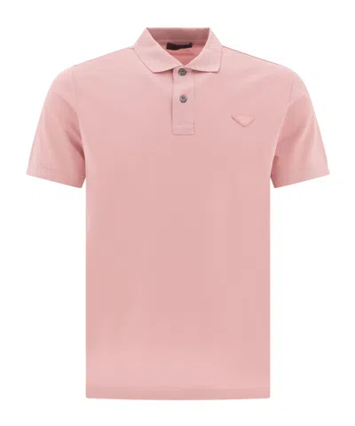 Prada Triangle-logo Polo Shirt In Pink