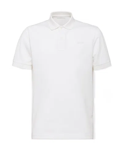 Prada Short-sleeved Polo Shirt In White