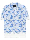 Prada Mens Light Blue Graphic-print Short-sleeve Cotton Shirt Xl In Blue