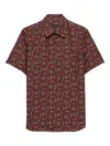 Prada Short-sleeved Printed Silk Shirt In Red