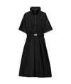 Prada Nylon Dress With Belted Waist And Flared Skirt In Black