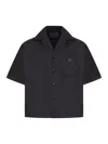 Prada Short Sleeve Collared Jacket Front Pocket In Black