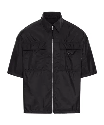 Prada Short-sleeve Light Re-nylon Shirt In Black