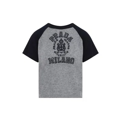 PRADA PRADA LOGO DETAILED SHORT SLEEVED KNITTED TOP