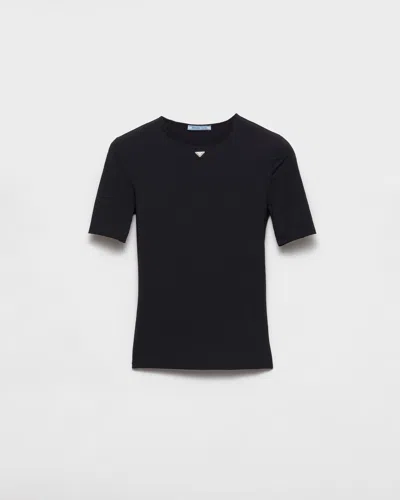 Prada Short-sleeved Stretch Fabric T-shirt