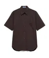 Prada Camicia In Popeline Stretch Marrone  Donna