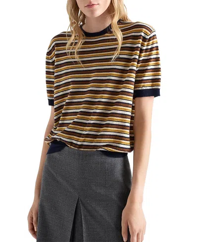 Prada Cashmere Sweater Crew Neck Short Sleeves In Pattern