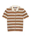 Prada Striped Short-sleeve Polo Sweater In Multi
