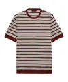 Prada Short-sleeved Striped Cotton Sweater In Brown