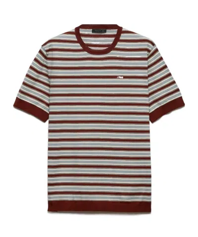 Prada Short-sleeved Striped Cotton Sweater