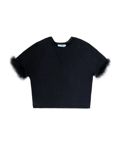 Prada Short-sleeved Sweater In Black