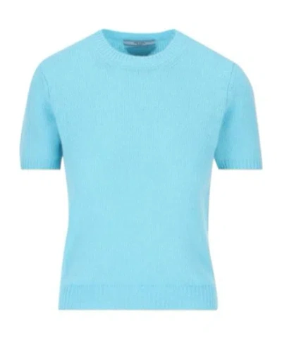 Prada Short-sleeved Sweater In Blue