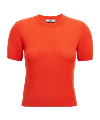 Prada Short-sleeved Sweater In Red