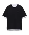 Prada Mens Green Boxy-fit Layered Cotton T-shirt In Black