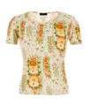 Prada Floral Pattern Cotton T-shirt In Multi