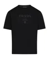 Prada Raised-logo Cotton T-shirt In Black