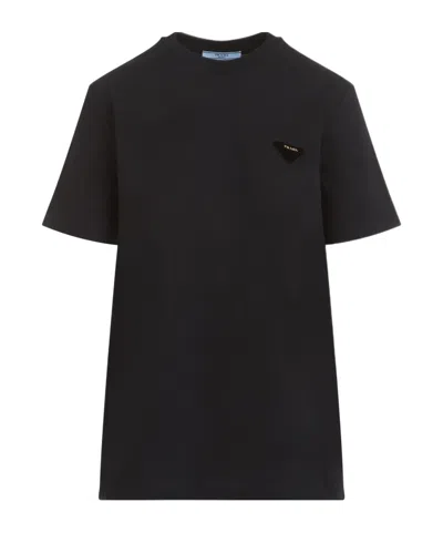 PRADA PRADA LOGO DETAILED CREWNECK T-SHIRT