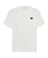 Prada Mens White Terry Logo-plaque Cotton-blend T-shirt In White