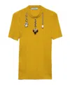 Prada Chain Embroidered Wool Knit Short-sleeve Sweater In Yellow