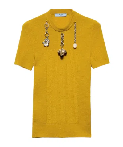 PRADA PRADA CHARM-EMBELLISHMENT KNITTED TOP