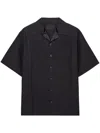 Prada Technical Cotton Short-sleeved Shirt In Black  
