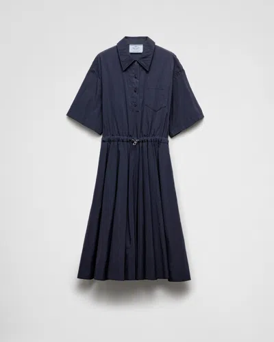 PRADA SHORT-SLEEVED TECHNICAL PONGÉ DRESS